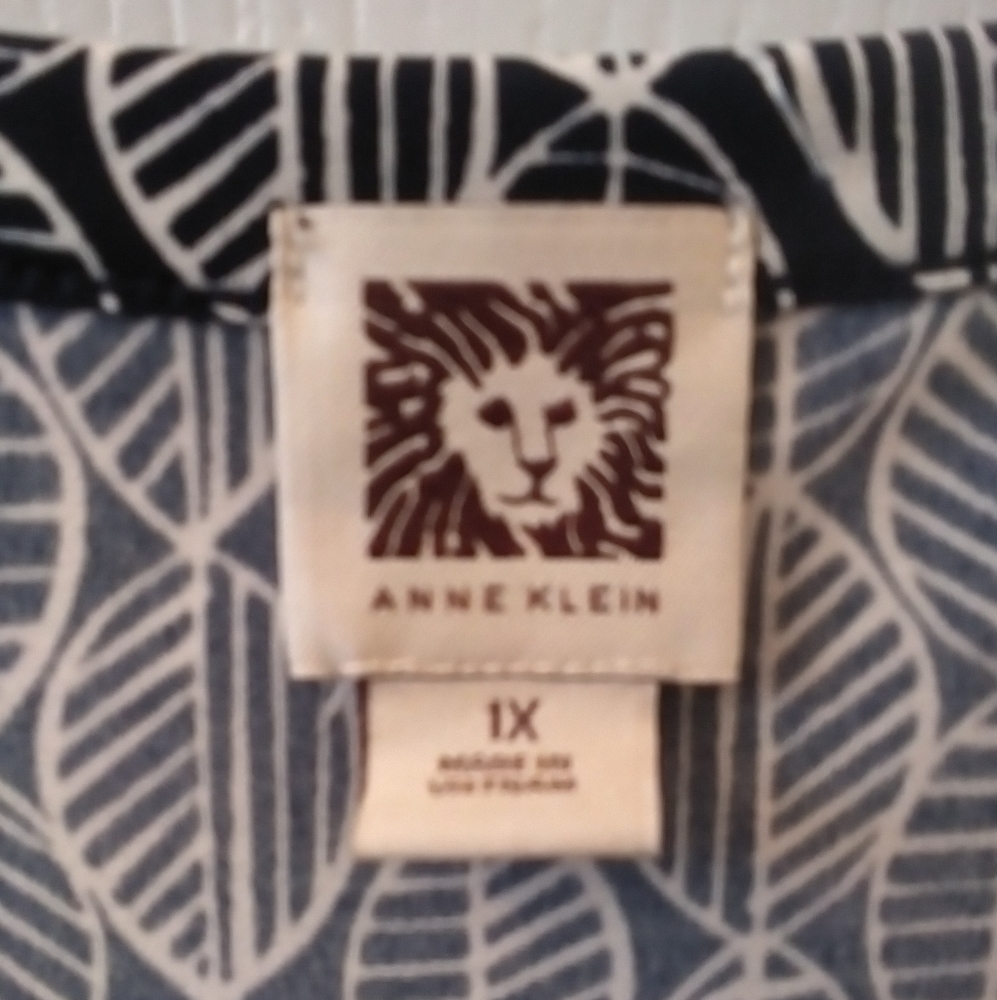 Anne Klein Navy Blue and White Blouse